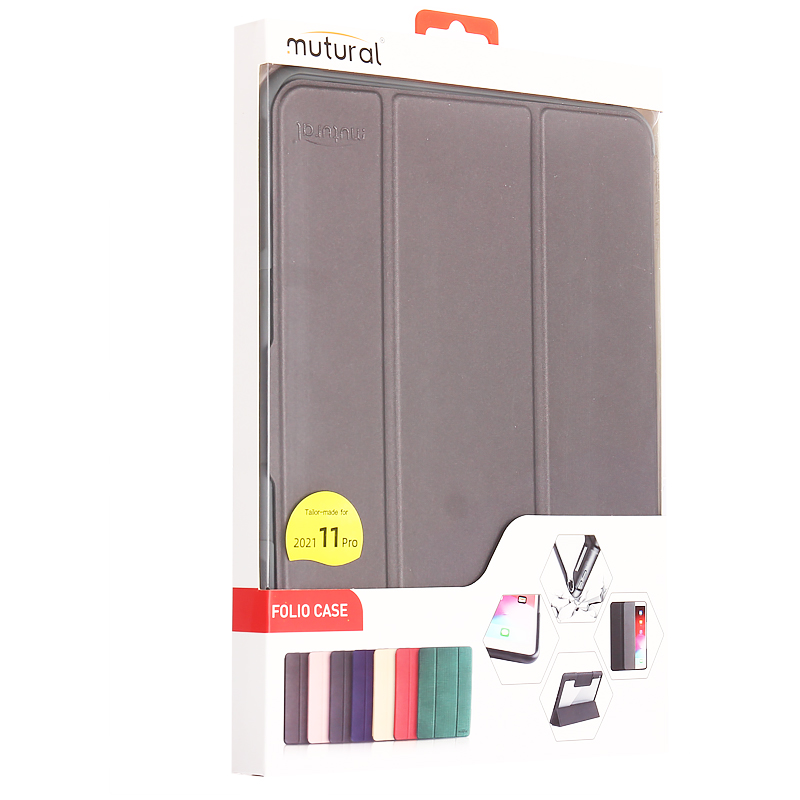 Чехол-подставка Mutural Folio Case Elegant series для iPad Pro (11") 2021г. кожаный (MT-P-010504) Графитовый