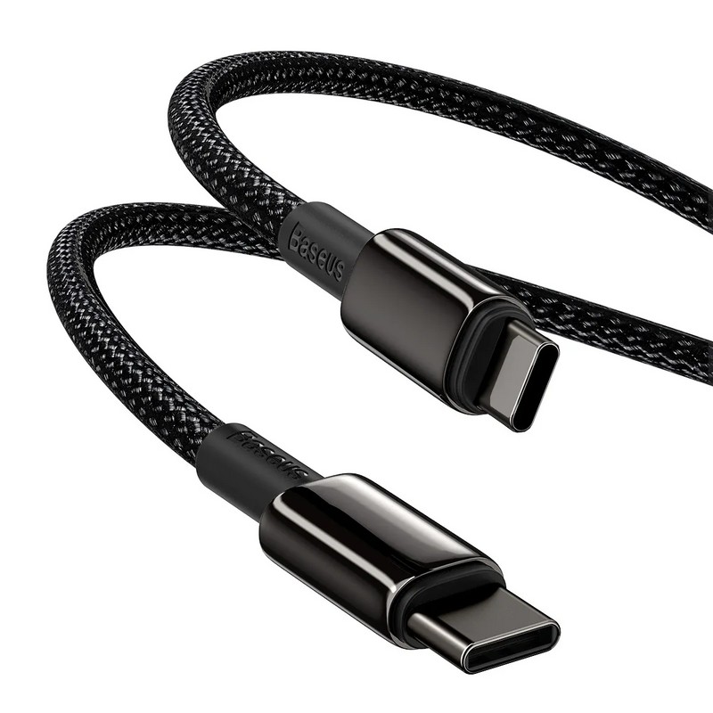 USB дата-кабель Baseus Tungsten Gold Fast Charging cable Type-C to Type-C 100W (20V-5A ) (CATWJ-01) 1м Черный