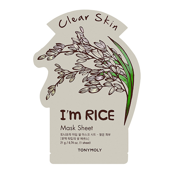 TONYMOLY I'm RICE Mask Sheet Clear Skin Очищающая тканевая маска для лица с экстрактом риса