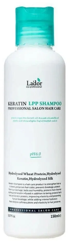 Lador Шампунь для волос кератиновый - PH 6.0 Keratin LPP shampoo, 150мл