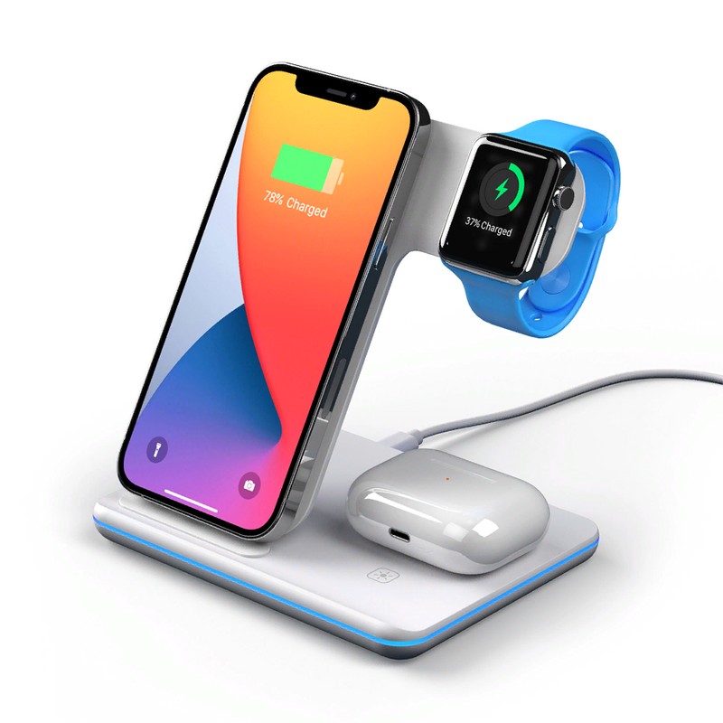 Беспроводное зарядное устройство Deppa Charging Stand Neo 3в1 (D-24017) для Apple iPhone/ Watch/ Air Pods 20Вт Белый