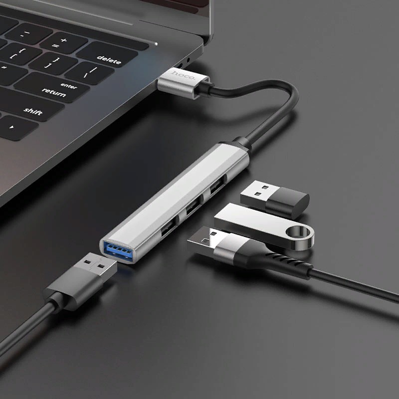 Переходник Hoco HB26 USB multifunction adapter 3хUSB2.0, 1хUSB3.0 для MacBook Серебристый